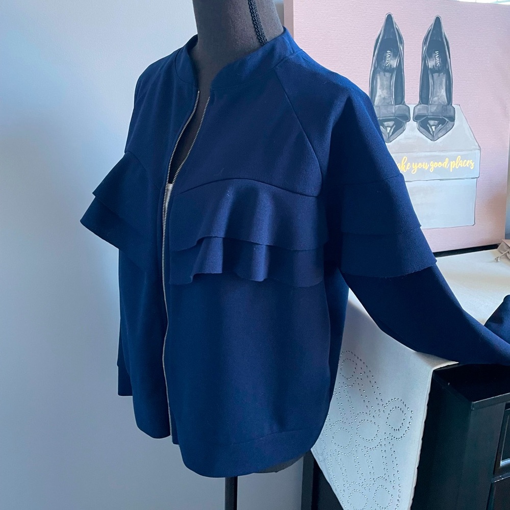 Navy Blue Ruffle Jacket - Picture 5 of 8